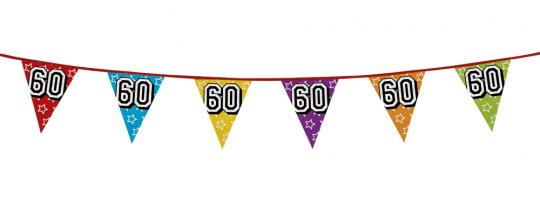 60. Birthday Pennant chain:8m / 27 x 22 cm, multicolored 