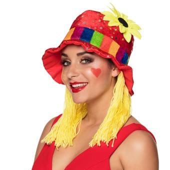 Clown Chapeau Clara avec Cheveux:coloré 