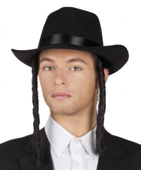 Chapeau de rabbin David: avec boucles:noir 