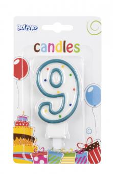 9th birthday cake candle with holder:9cm, colorful 