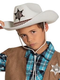 Kids  Hat Cowboy with Sheriff star:KW 55, white 