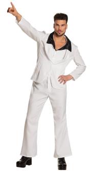 Disco Fever Kostüm Herren: 70er Jahre John Travolta Outfit:weiss 