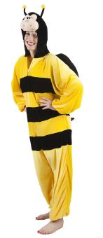 Honigbienen Plüschkostüm Unisex: Overall mit Kapuze:gelb 
