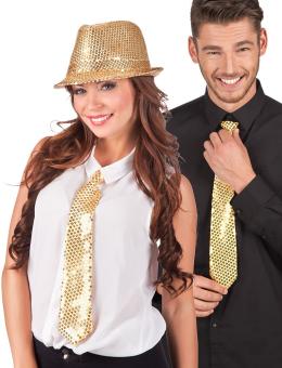 Sequins Tie:40 cm, or/gold 