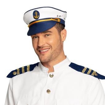 Chapeau de capitaine Captain Jody:57-61cm, blanc 60 cm