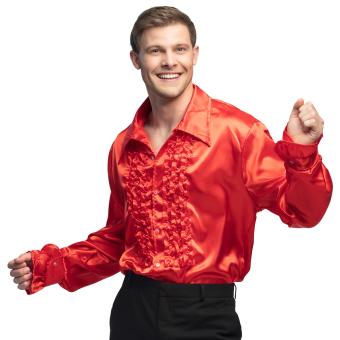 Disco Party Chemise à volants Satin:rouge 