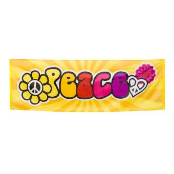 Peace Banner: Flower Power Party Deko:74 x 220 cm, mehrfarbig 