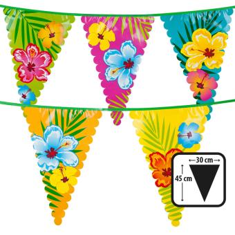 Hibiscus Wimpelkette: Hawaii Partydekoration:6m, 10x 45x30cm, mehrfarbig 