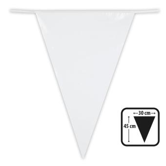 Grosse Pennant chain-Garland:10 m / Wimpel 45x30cm, white 