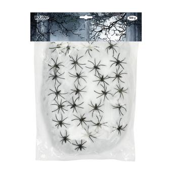 Halloween Spinnennetz mit 20 Spinnen:500 g, weiss 