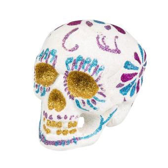 Sugar skull Glitter: d Dia de los Muertos:16cm x 14cm, blanc 