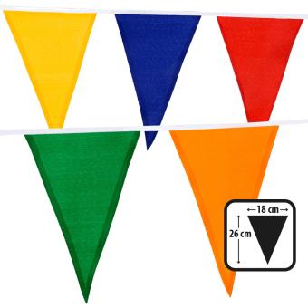 Pennant chain-Garland, fabric:10m / 24 Wimpel 26x18cm, colorful 
