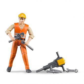 BRUDER: Construction worker with Equipment: 