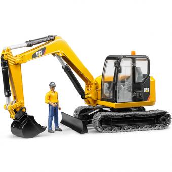 Mini excavator with construction workers: 