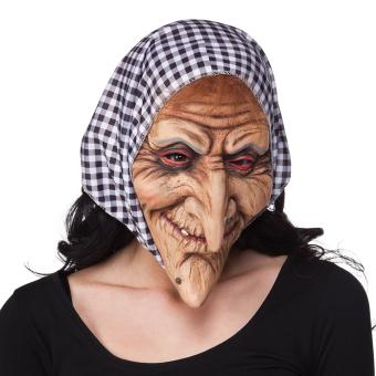 Witch mask with headscarf, latex 