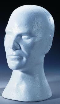 Tête de perruque, polystyrène, masculin:blanc 