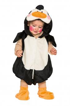 Pinguin Plüschkostüm: Kinder-Overall:schwarz/weiss 