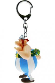 Asterix:  Keychain Obelix in love with bunch of flowers:13 cm, multicolored 