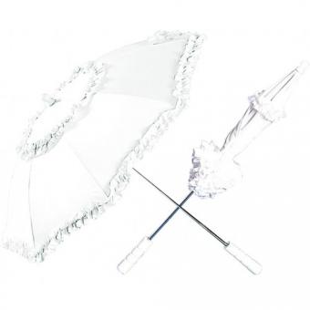 Schirm mit Rüschen: Weniger Rüschen als auf dem Bild:Ø 72 cm, weiss 