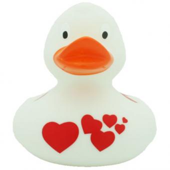Bath duck white with red heart 