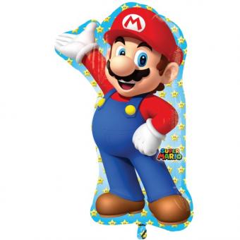 Super Mario Folienballon:55 x 83 cm, blau/rot 