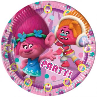 Trolls Party Plates:8 Item, 23 cm, multicolored 