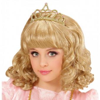 Perruque Princesse avec diadème pour enfants:blond 