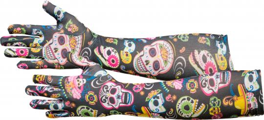 Tag der Toten Handschuhe: Dia de los Muertos Damenhandschuhe:mehrfarbig 