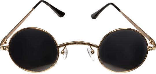 Steampunk Brille: mit runden Gläsern:gold 