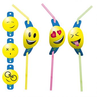 Emoji Straws:8 Item, 24 cm, multicolored 