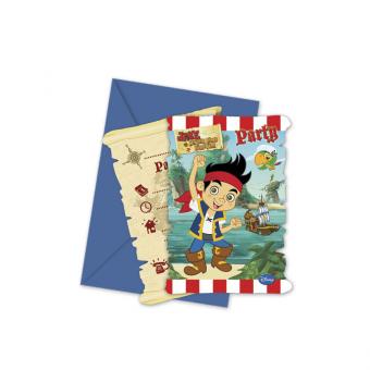 Jake et les pirates du pays imaginaire Cartes de invitation:6 pièce, 9 cm x 14 cm, coloré 