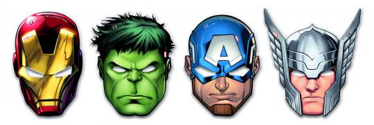 Avengers Party masks: Kids Birthday Party Stuff:6 Item, 17 x 24 cm, colorful 