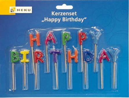 Kerzenset Happy Birthday:7.5 cm, bunt 