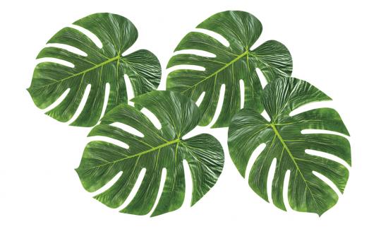 Palmenblätter: Hawaii Partydekoration:4 Stück, 27 x 33 cm, grün 