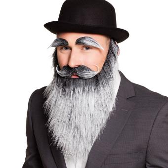 Bart Alter Mann mit Augenbrauen und Schnurrbart:grau 