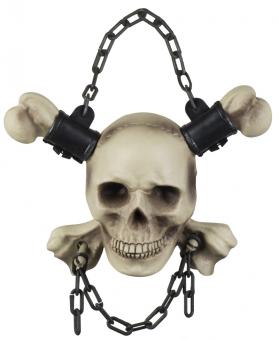 Chained skull:21 x 28cm, beige/brown 