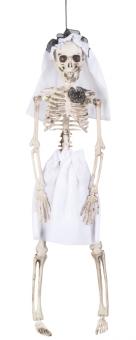 Skeleton bride hanging decoration:43 cm, white 