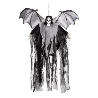 Decoration Skull Bat Reaper: Skull hanging decoration:60 cm, black 