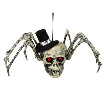 Spider skull with mini hat: Halloween decoration.:23 x 29 cm 
