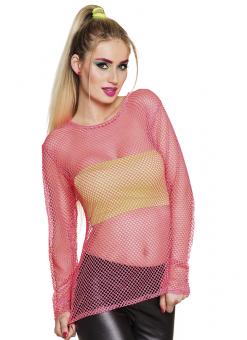 80er Fischnetz Shirt neonfarbig:pink 