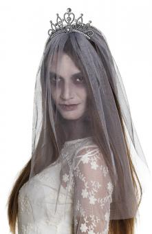 Zombie Haarkrone mit Schleier:grau 