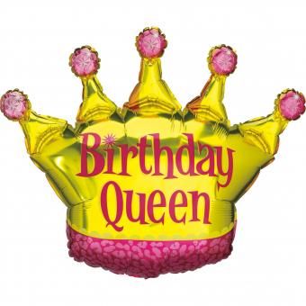 Silberfolienballon: Birthday Queen:91 cm, gold 