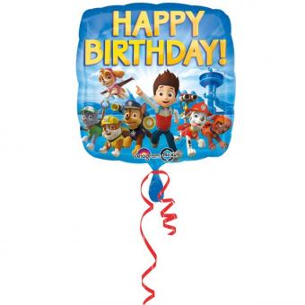 Paw Patrol: Ballon feuille Happy Birthday:35 cm, bleu 