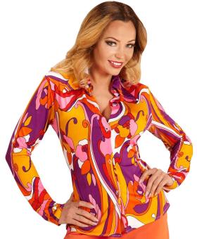 70er Jahre Groovy-Bluse:mehrfarbig 