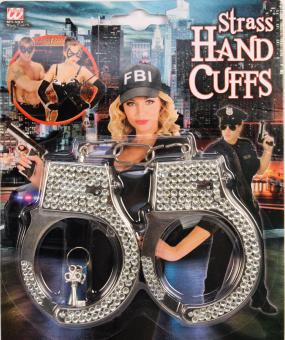 Handcuffs with rhinestones:silver 