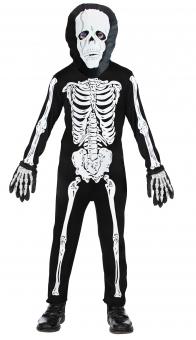 Costume de squelette pour enfants avec combinaison et masque en tissu:noir 