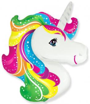 Silberfolienballon Einhornkopf: Partydekoration:90 cm 