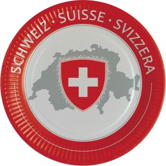 Suisse Assiettes: 1er août Décoration:23 cm, rouge/blanc 