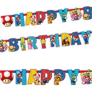 Super Mario Happy Birthday Guirlande:1,9 m, multicolore 