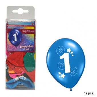 Luftballons Nr. 1:12 Stück, 30cm, bunt 